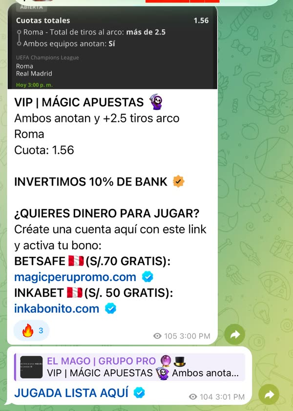 Mensaje de la comunidad con el link JUGADA LISTA AQUÍ